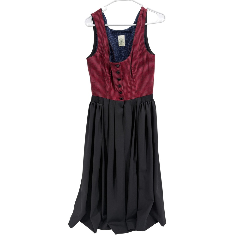 Oktoberfest Tostmann Trachten Dirndl Dress Red Black Check Button Front Size 40